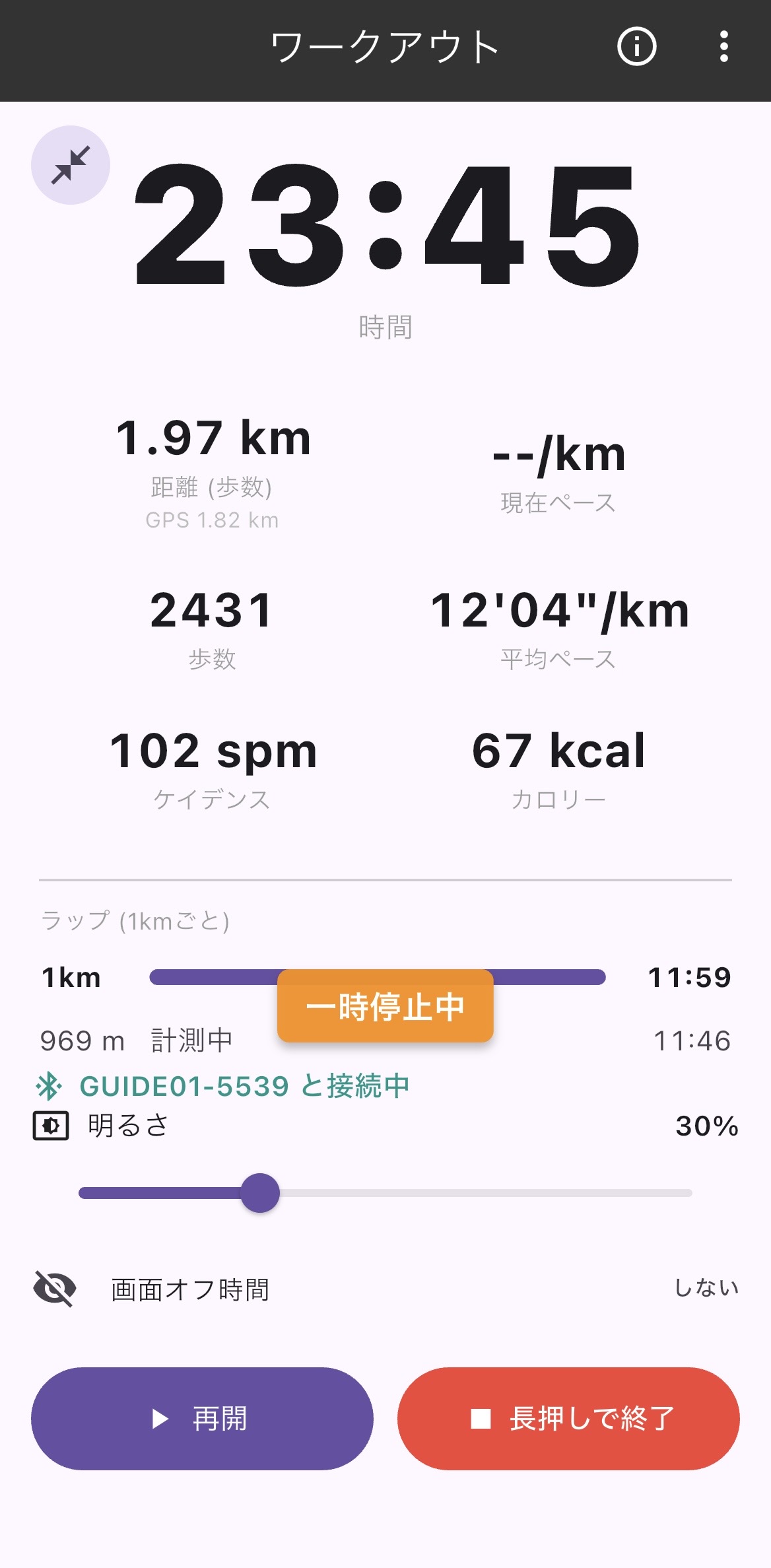 一時停止中の画面